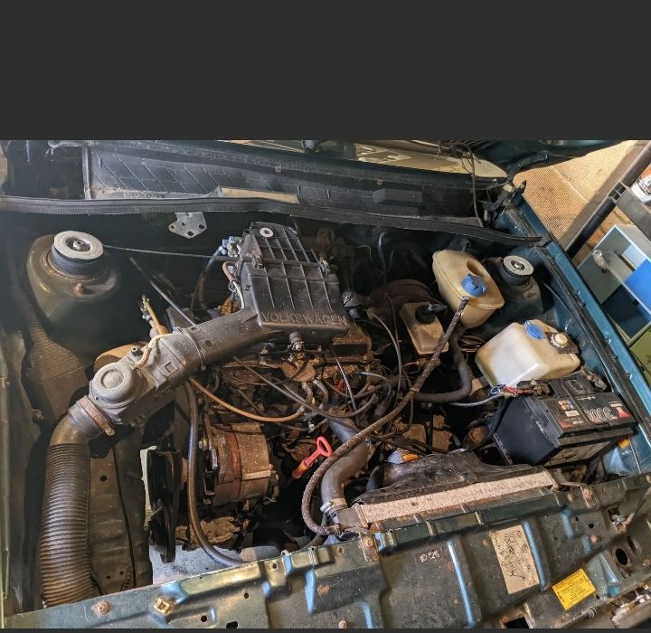 Carburettor engine bay of Forecourt Insider’s Mk2 Scirocco before its revival